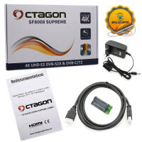 Octagon SF8008 4K COMBO SUPREME V3 UHD E2 DVB-S2X & DVB-C/T2 Linux PVR Receiver mit 2.4/5G Dual-Band WiFi + 2TB M2 SSD